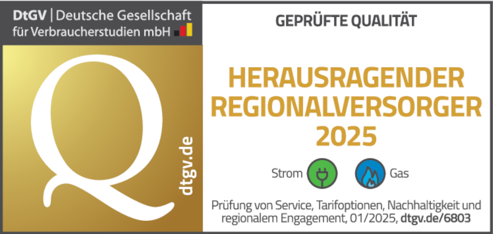 Auszeichnung als Herausragender Regionalversorger 2025 vom DtGV